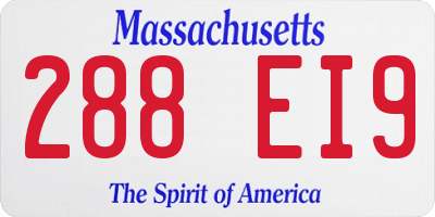 MA license plate 288EI9