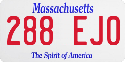 MA license plate 288EJ0