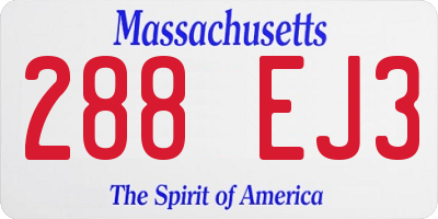MA license plate 288EJ3