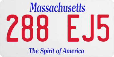 MA license plate 288EJ5