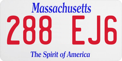 MA license plate 288EJ6