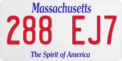 MA license plate 288EJ7
