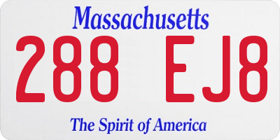 MA license plate 288EJ8