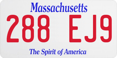 MA license plate 288EJ9