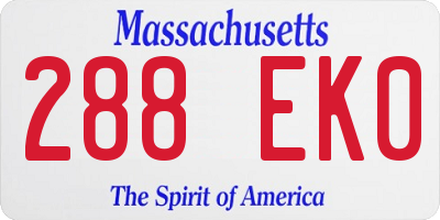 MA license plate 288EK0