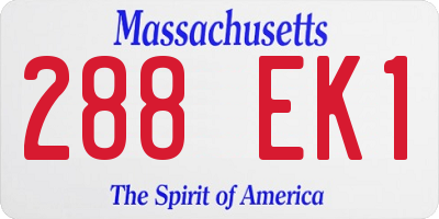 MA license plate 288EK1