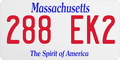 MA license plate 288EK2