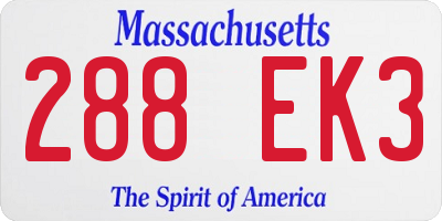 MA license plate 288EK3