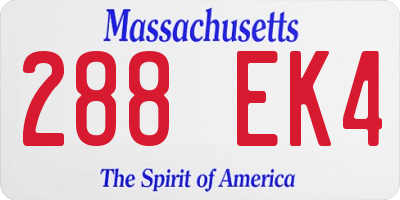MA license plate 288EK4