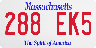 MA license plate 288EK5