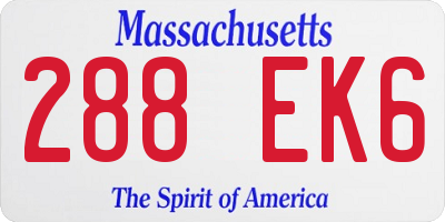 MA license plate 288EK6