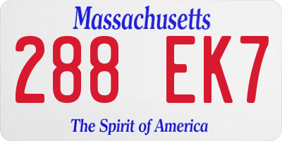 MA license plate 288EK7