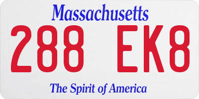 MA license plate 288EK8