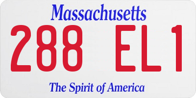 MA license plate 288EL1