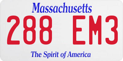 MA license plate 288EM3