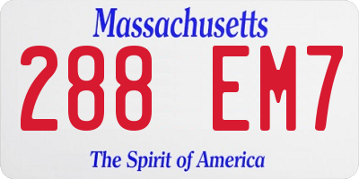 MA license plate 288EM7