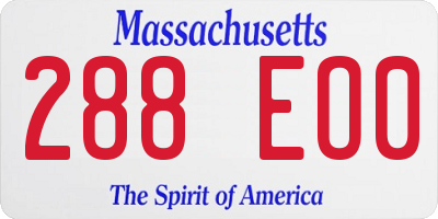 MA license plate 288EO0