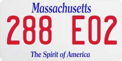 MA license plate 288EO2