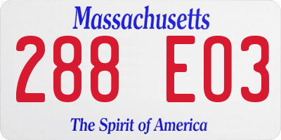 MA license plate 288EO3