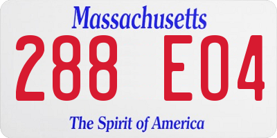 MA license plate 288EO4