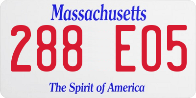 MA license plate 288EO5