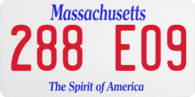 MA license plate 288EO9