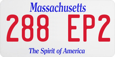 MA license plate 288EP2