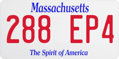MA license plate 288EP4