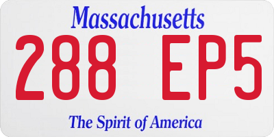 MA license plate 288EP5