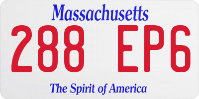 MA license plate 288EP6