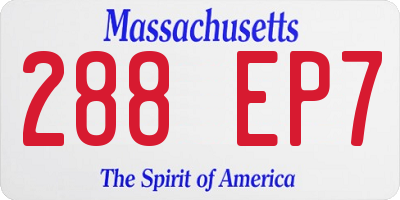 MA license plate 288EP7