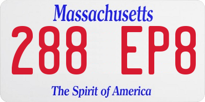 MA license plate 288EP8