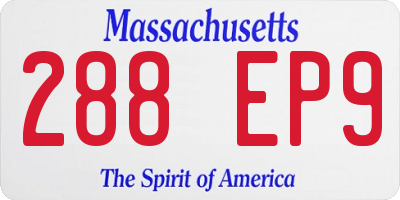 MA license plate 288EP9