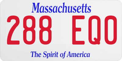 MA license plate 288EQ0