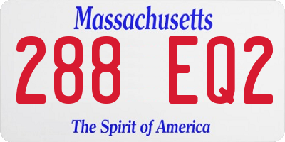 MA license plate 288EQ2