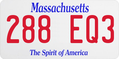 MA license plate 288EQ3