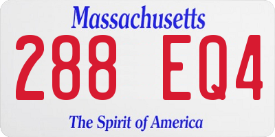 MA license plate 288EQ4