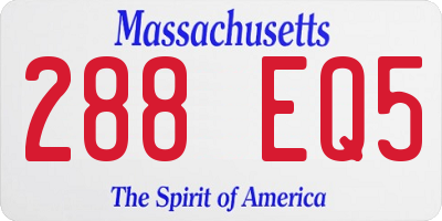 MA license plate 288EQ5