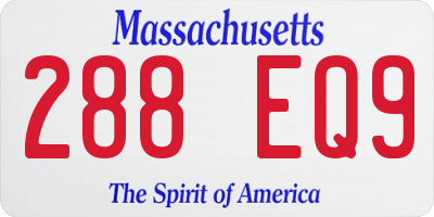 MA license plate 288EQ9