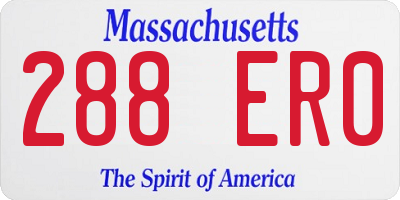 MA license plate 288ER0