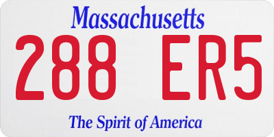 MA license plate 288ER5