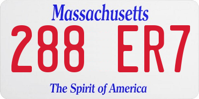 MA license plate 288ER7