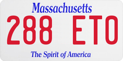 MA license plate 288ET0