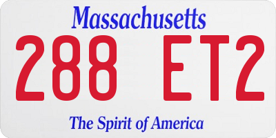MA license plate 288ET2