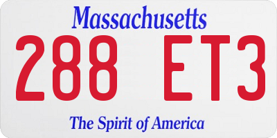 MA license plate 288ET3