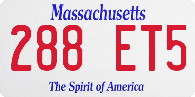 MA license plate 288ET5