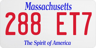 MA license plate 288ET7