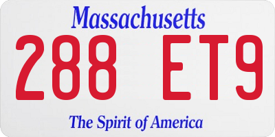 MA license plate 288ET9