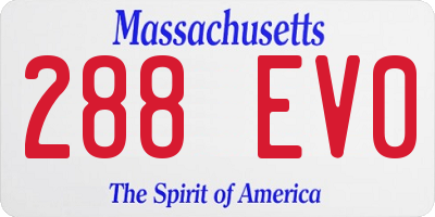MA license plate 288EV0
