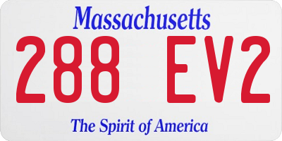 MA license plate 288EV2